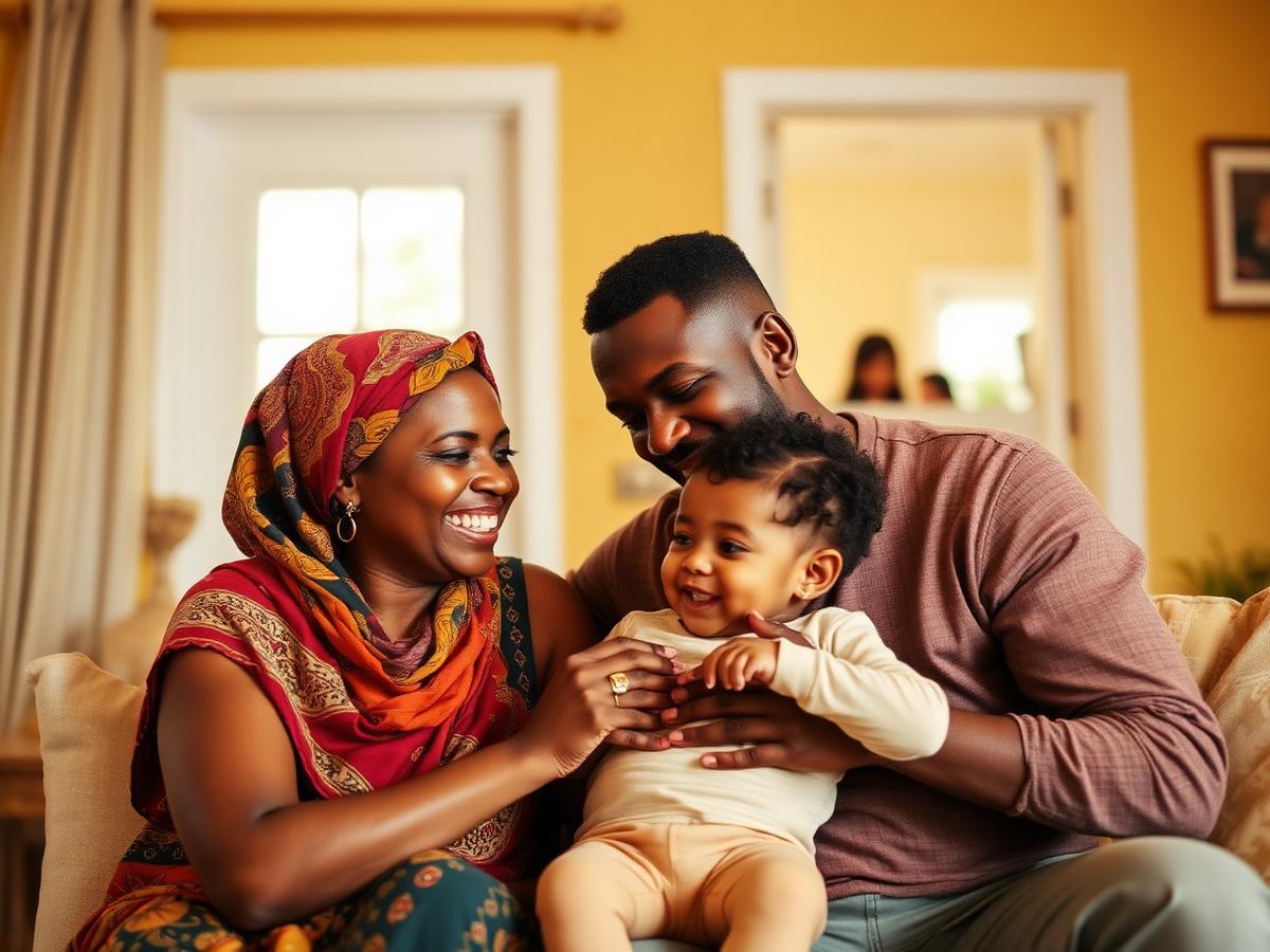 Diverse family sharing a warm moment at home