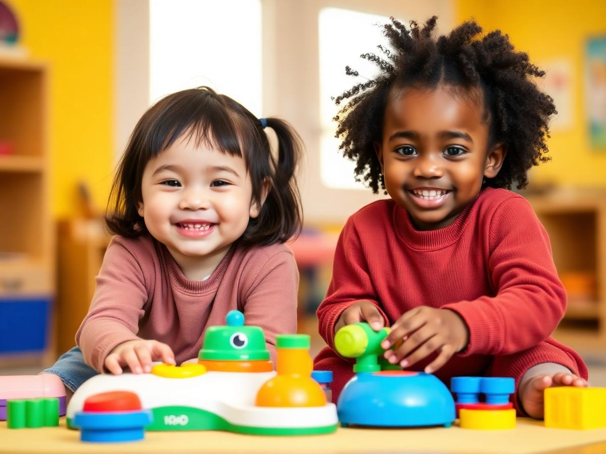 Two young children playing together
